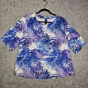 Swimsuits for All Blue Purple Tropical Swim Shirt Beach Summer Vacation Sz 18/20